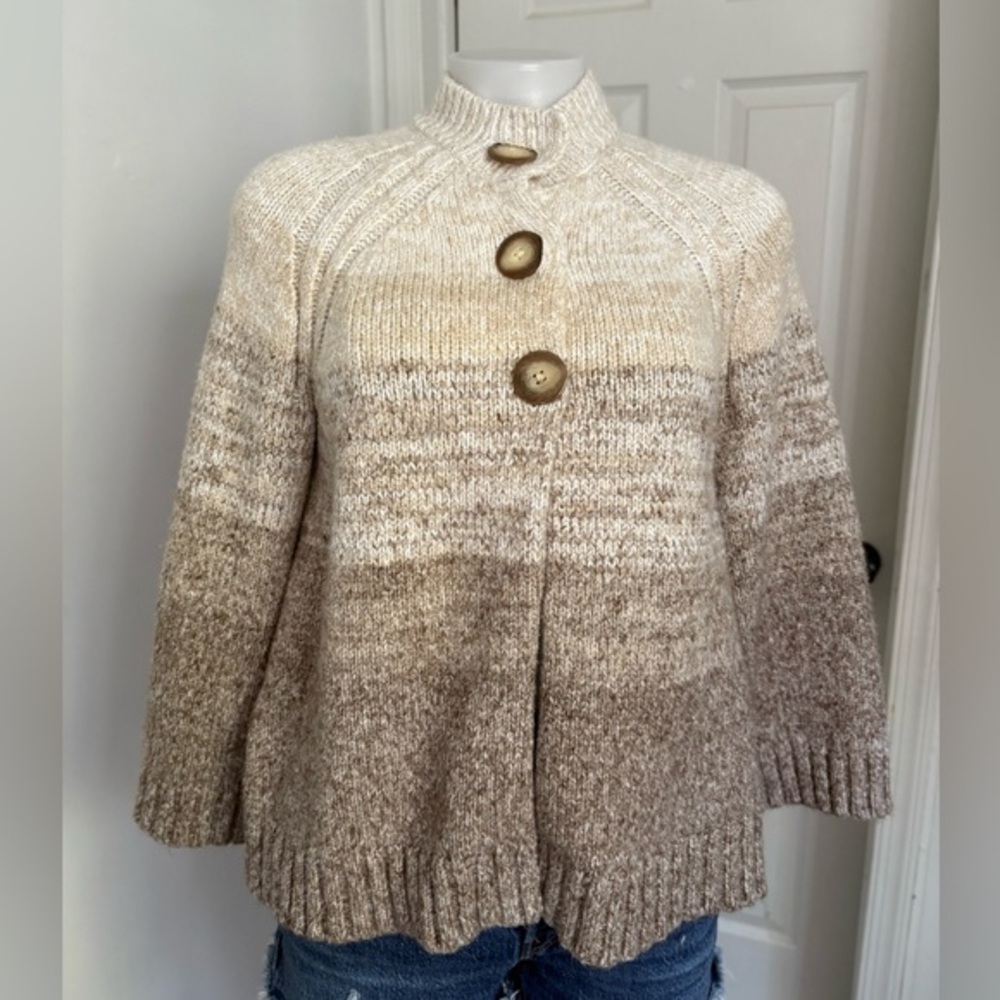 Charter Club Cream and Brown Cardigan